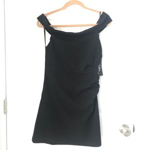 Lulu’s Black Off the Should Body Con Dress